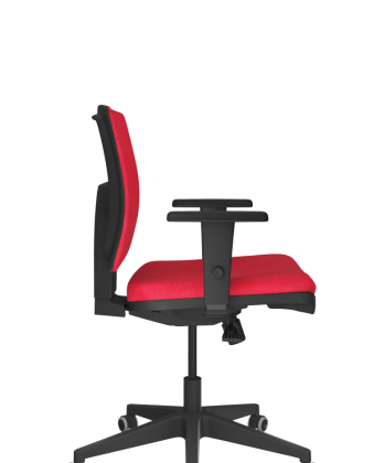 Cadeira Executiva Soft com Braço Regulável 3D Mecanismo Backsysten com Base Piramidal em nylon Preto rodízios em PU preto - Poliéster Vermelho T17