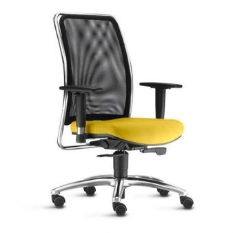 Cadeira Presidente Soul giratória, mecanismo sincronizado com auto ajuste, apoio para braços 3D e base em alumínio - LM 9113 AL